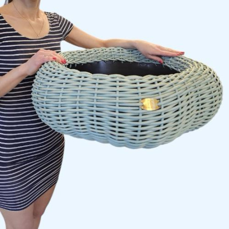 Кашпо цветочная корзина для луковичных голубая лагуна из искусственного ротанга 22 литра